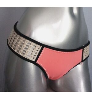 Victorias Secret Coral The Surf NWT Crochet Classic Hipster Bikini Bottom S